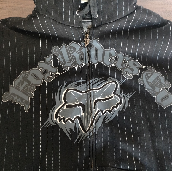 Y2K FOX ZIP UP SWEATER SIZE L STRIPED VINTAGE STYLE - Picture 4 of 5